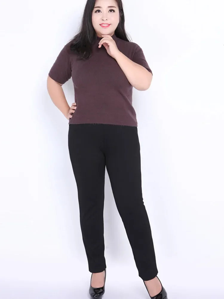 Women Black Pants 9XL 8XL Plus Size Slim Fit High Waist 140KG Thick Elastic Office Lady Pencil Trousers Female Large Clothes