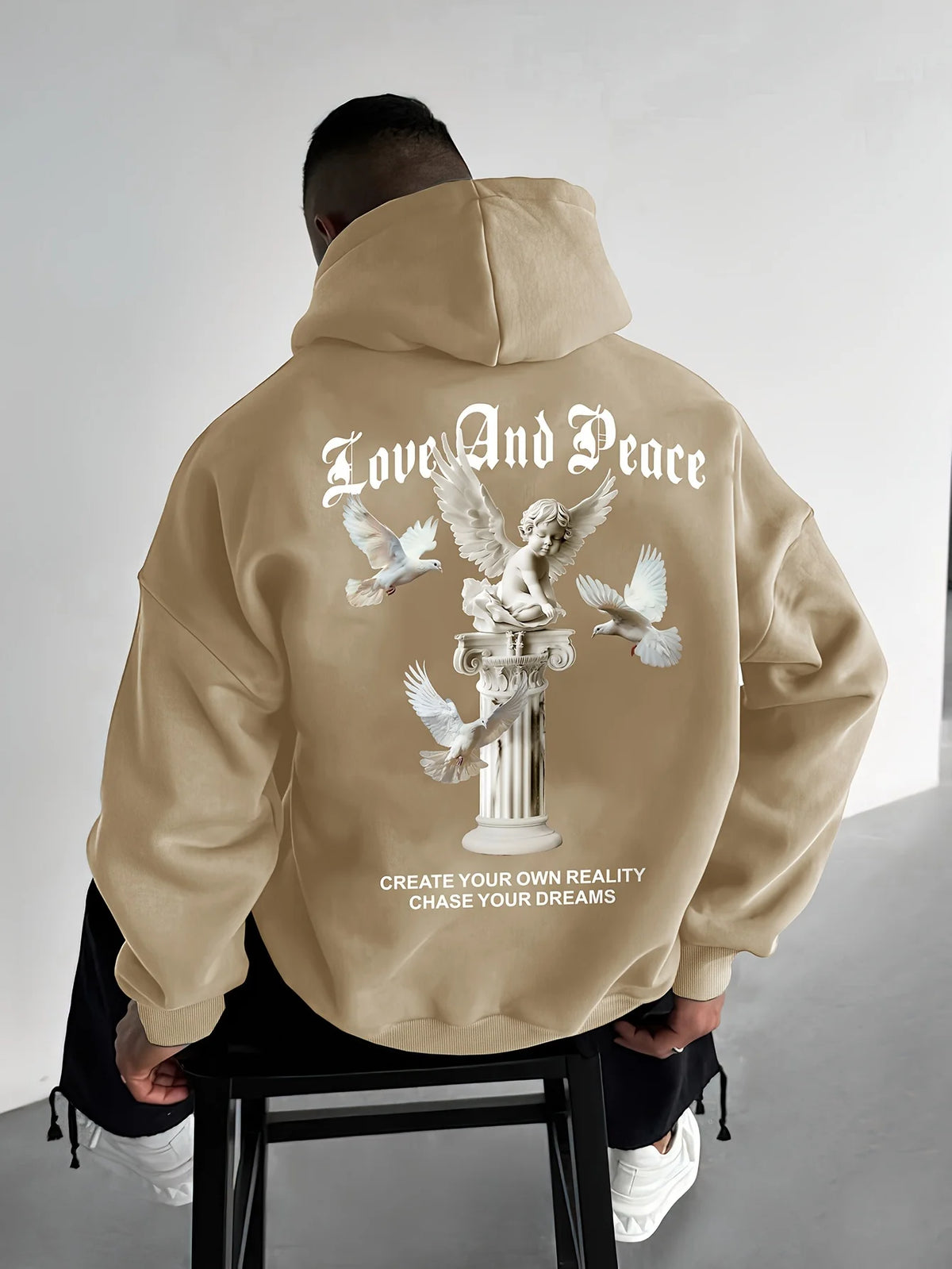 2025 New Trendy Long Sleeve Men's Angel Printed Casual Street Hoodie Autumn/Winter Clothing