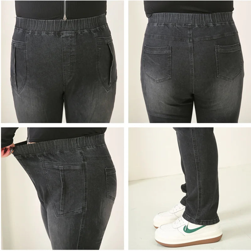 Women Jeans Plus Size Black Pencil Pants 9XL Plus Size Elastic Female High Waisted Stretchy Oversized 8XL 7XL Denim Trousers
