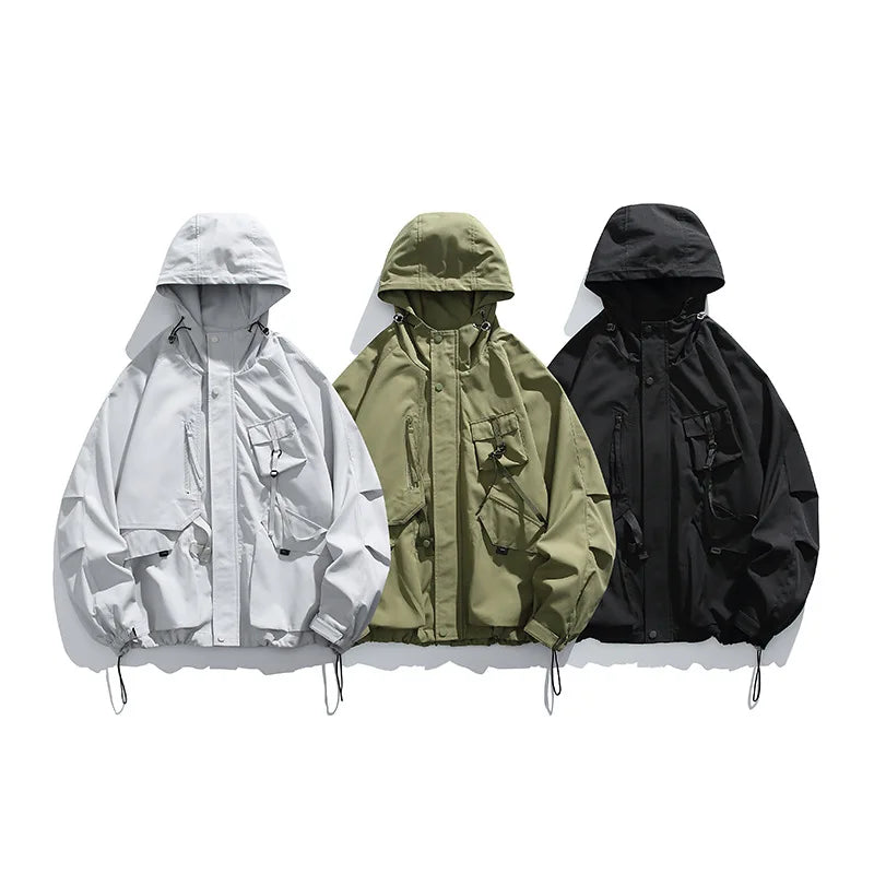 2025 new mountaineering outdoor sports windproof jacket men loose couple all-in-one waterproof jacket 2XL