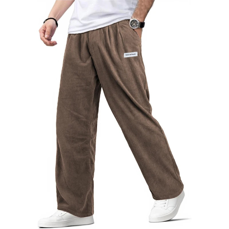 Mens Corduroy Baggy Pants Vintage Casual Pants for Men Outdoor Work Pants Autumn Elastic Waist Drawstring Sweatpants Trousers
