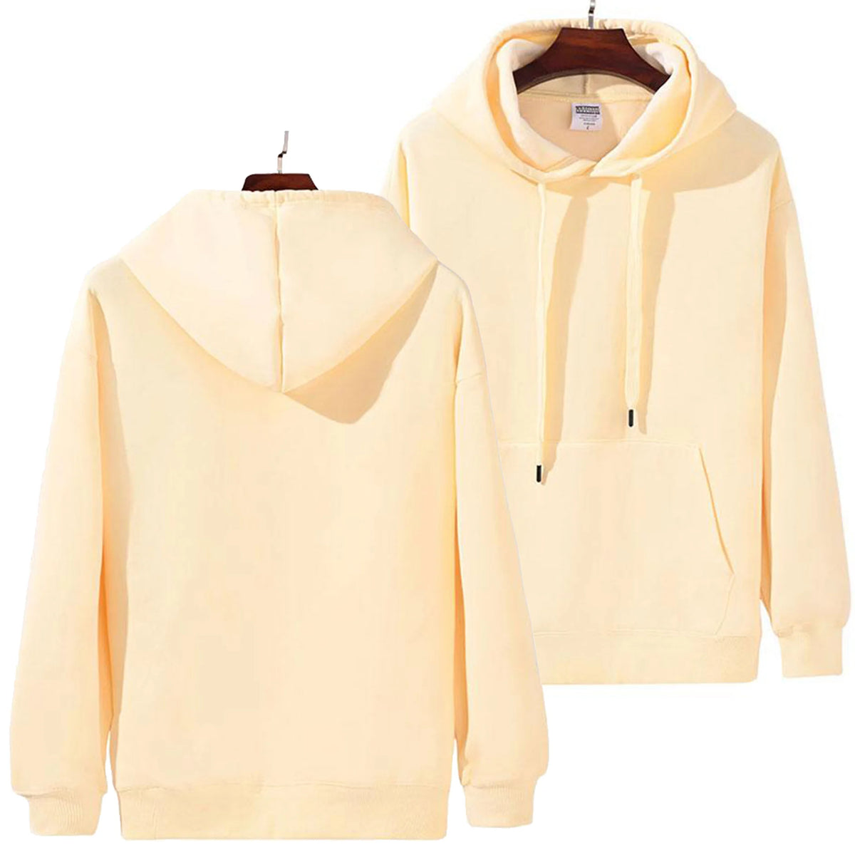 DIY Pattern Custom LOGO 16.9 oz 480 g/m² Heavy Cotton Plus Velvet Hooded Sweater Men's Thick Black Polar Fleece Pullover