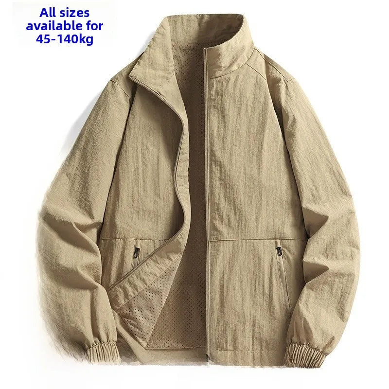 Loose Fit Men's Jacket Casual Thin Breathable Outerwear Spring Autumn New Style Large Size Comfortable Simple Design 8919