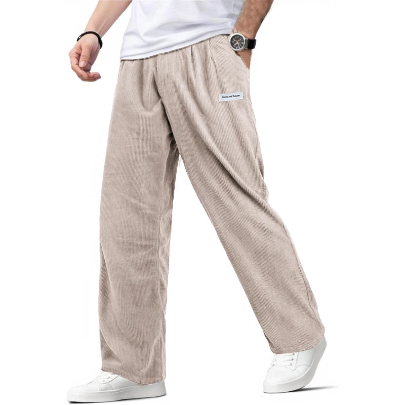 Mens Corduroy Baggy Pants Vintage Casual Pants for Men Outdoor Work Pants Autumn Elastic Waist Drawstring Sweatpants Trousers