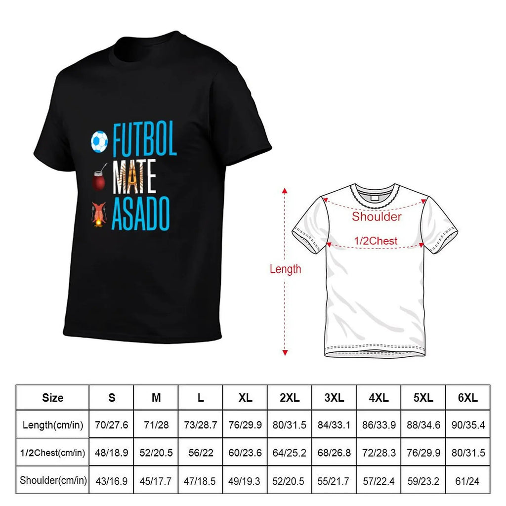 Soccer, Mate and Asado T-Shirt summer top Blouse big and tall t shirts for men