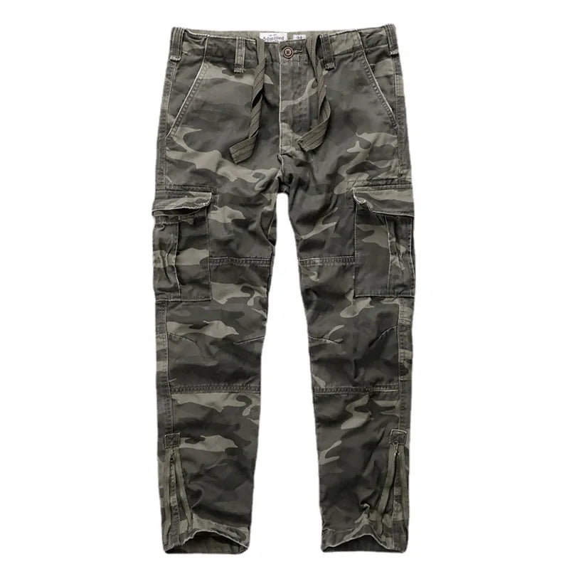 Four Seasons New American Retro Men's Sports Pants Camouflage Cotton Wash Water Men's Pants Loose Straight Work Pants A002