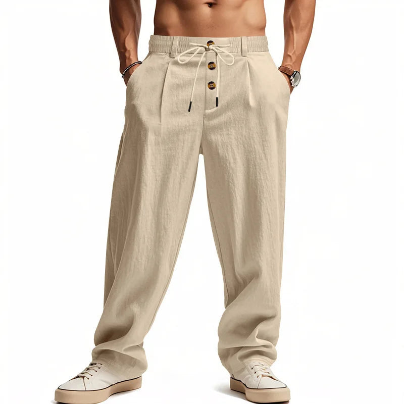 2026 Men's Autumn Cotton-Linen Casual Pants - Breathable, Loose-Fitting, Straight-Tail, Quick-Drying Linen Long Pants for Summer