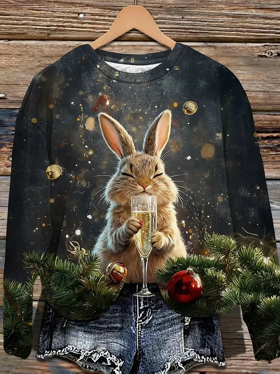 Women's Sweatshirts Graphic Animal Christmas Casual Long Sleeve Crew Neck Regular Tops Home Street Dailywear Print Fall Winter