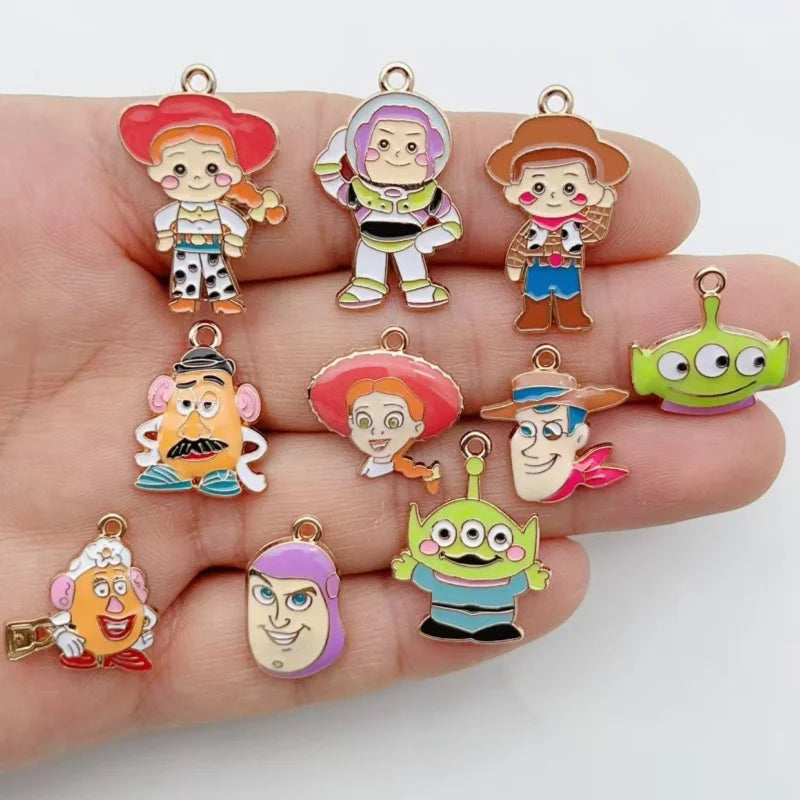 10PCS Cartoon Anime Animal Alloy Enamel Pendant Colorful Dangle DIY Necklace Bracelet Earrings Keychain Accessories