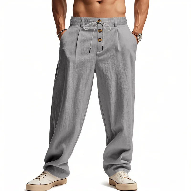 2026 Men's Autumn Cotton-Linen Casual Pants - Breathable, Loose-Fitting, Straight-Tail, Quick-Drying Linen Long Pants for Summer