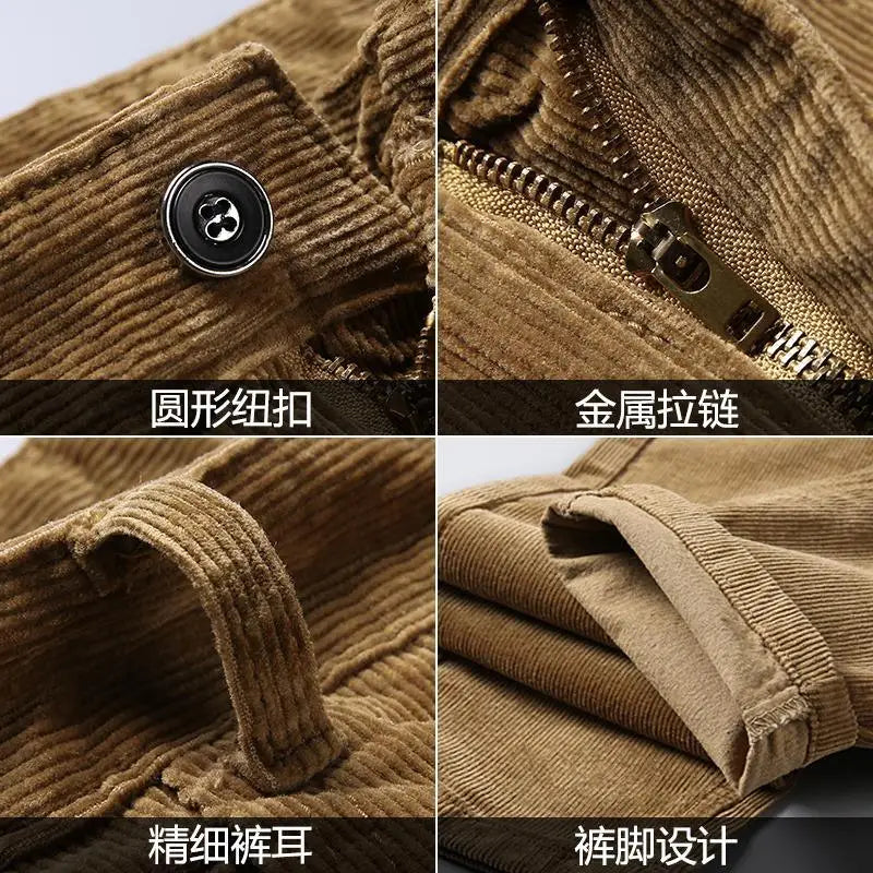 New Arrival Autumn Winter Casual Pants Men's Corduroy Streetwear Straight Stretchable Thick Velvet Pants Men Clothing Trousers