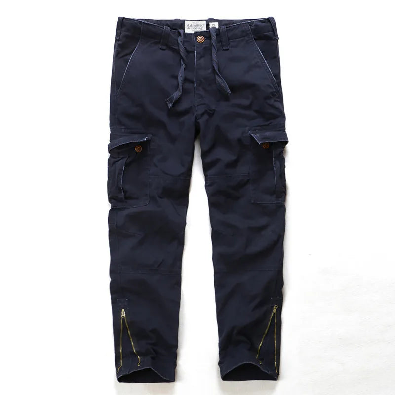 Four Seasons New American Retro Men's Sports Pants Camouflage Cotton Wash Water Men's Pants Loose Straight Work Pants A002