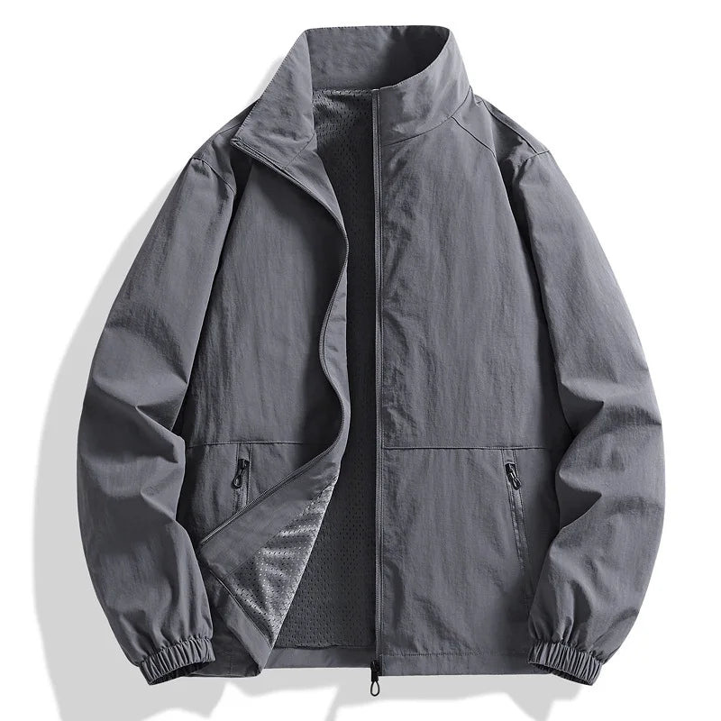 Loose Fit Men's Jacket Casual Thin Breathable Outerwear Spring Autumn New Style Large Size Comfortable Simple Design 8919