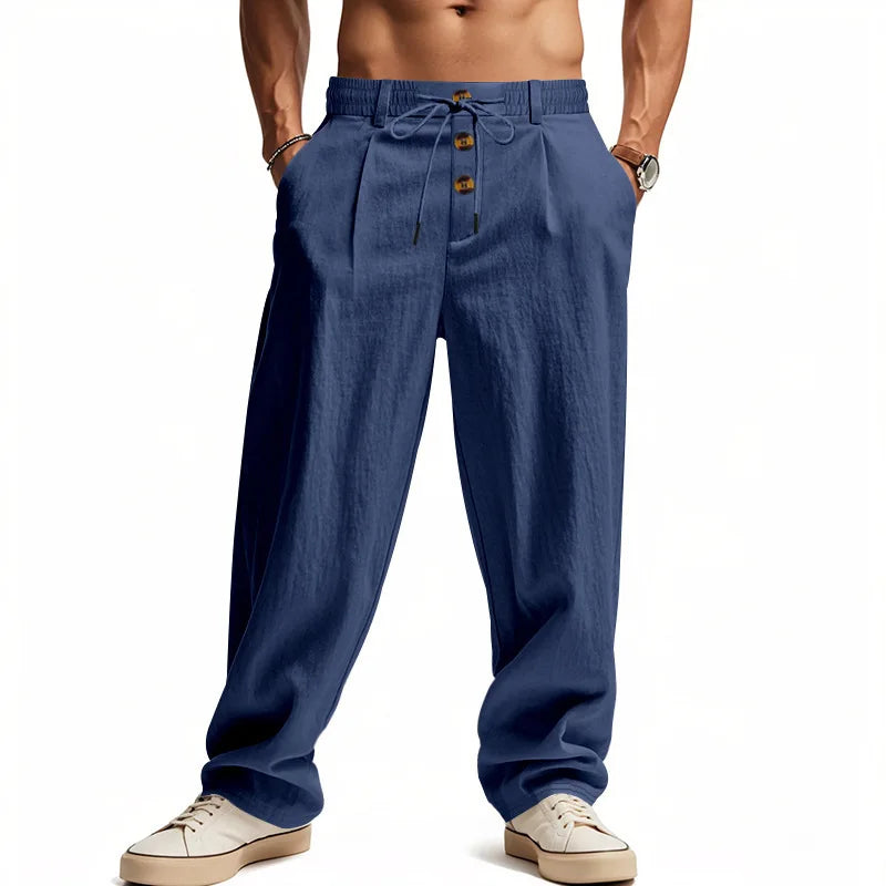 2026 Men's Autumn Cotton-Linen Casual Pants - Breathable, Loose-Fitting, Straight-Tail, Quick-Drying Linen Long Pants for Summer