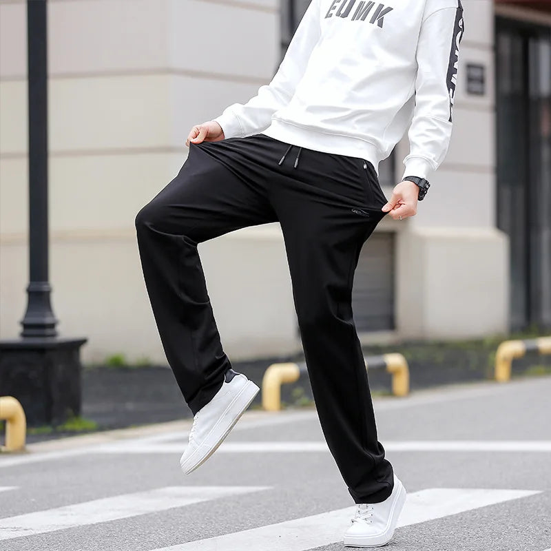 Big Tall Men's Pants High Quality Waist Casual Trouser Male Super Extra Long Length 130cm 200 Cm 205cm Size Non-Iron Thin Youth