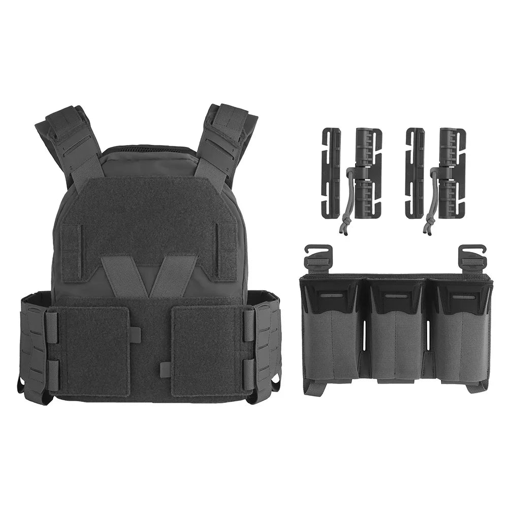 Tactical Sub-Zero Plate Carrier Airsoft Hunting Vest with MultiCaliber 9MM 6Pcs Long Mag/5.56 Triple Magazine Pouch