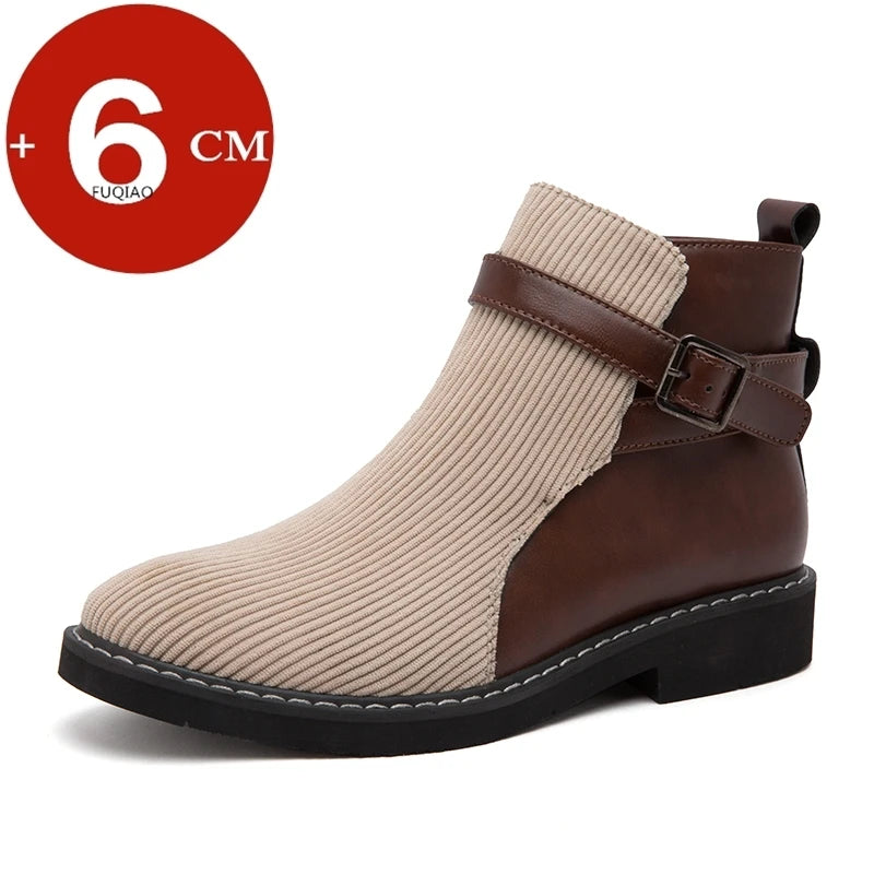 big size Men elevator Chelsea Boots 6CM Height Increase Boots Fashion comfortable Ankle Boots Casual Slip-on Winter Shoes