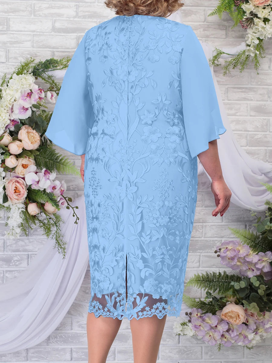 Plus Size Mother Dress Woman Summer Emboridery Floral Wedding Guest Bridesmaid Party Dresses Slim Curvy Women Clothing