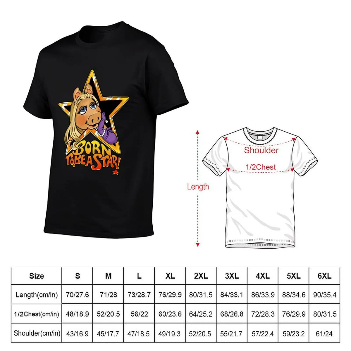 Miss piggy T-Shirt Big and Tall Solid Color T-Shirt