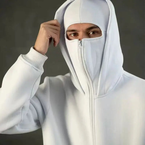2025 Men Balaclava Y2K Gothic Harajuku Winter New Item Double Hooded Sweatshirt Autumn Men's Hooded Mask Zipper Sportswear Women
