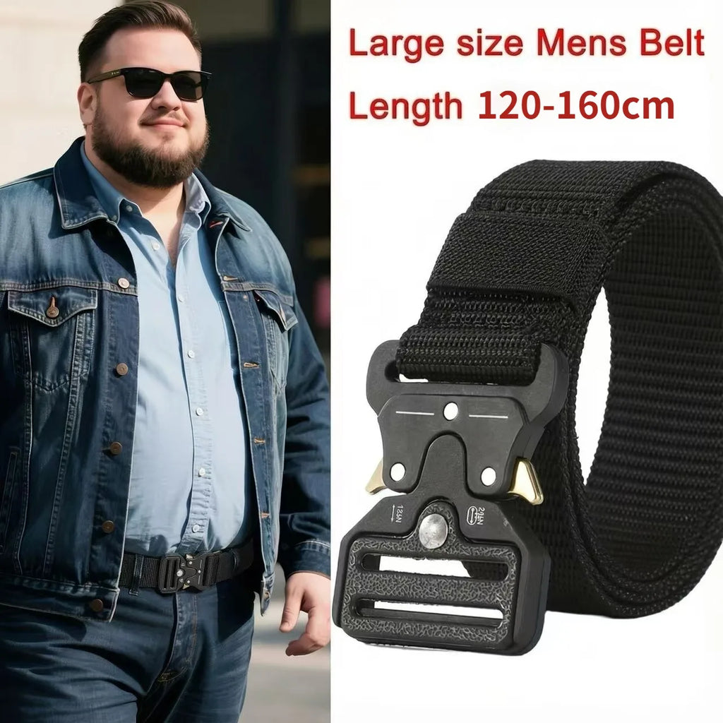 Extra Long Men's Belt 150cm 160cm Big and Tall Heavy Duty Nylon Tactical Belt for Large Men Outdoor Work