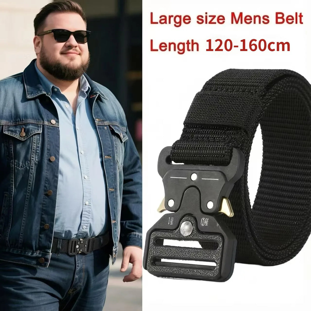 Extra Long Men's Belt 150cm 160cm Big and Tall Heavy Duty Nylon Tactical Belt for Large Men Outdoor Work