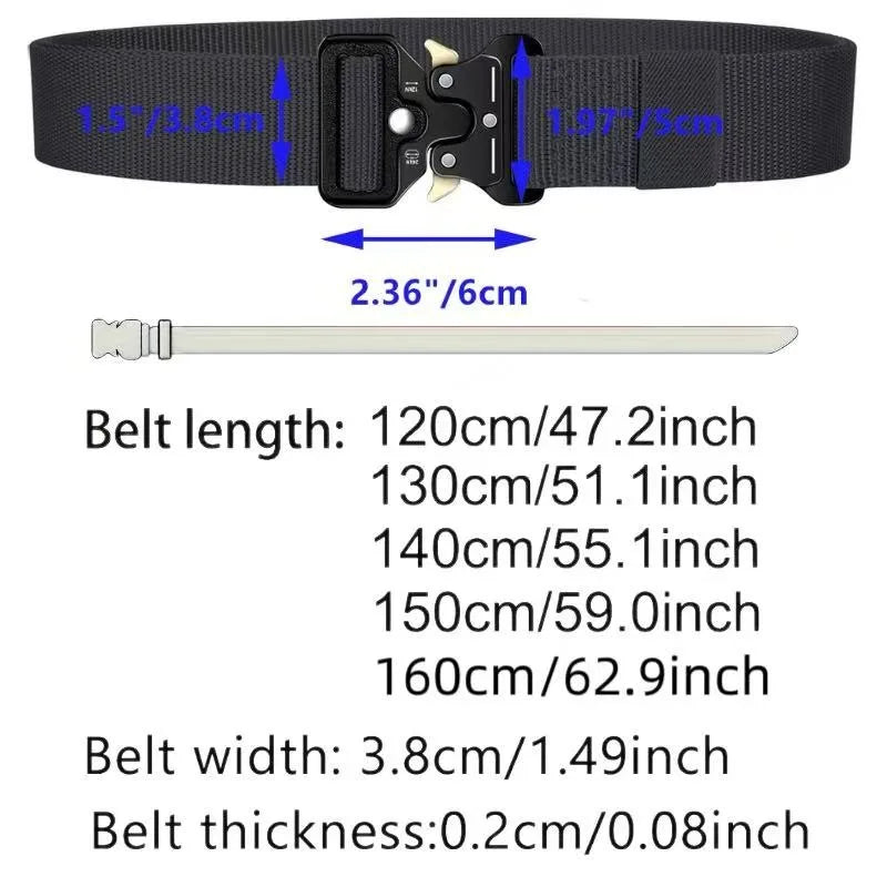 Extra Long Men's Belt 150cm 160cm Big and Tall Heavy Duty Nylon Tactical Belt for Large Men Outdoor Work