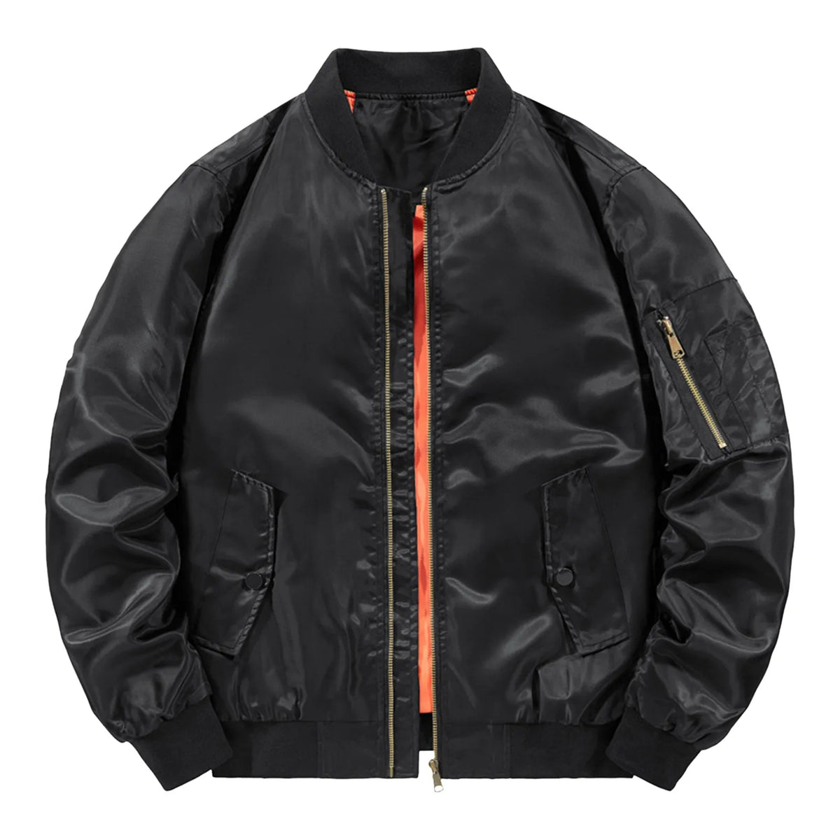 Men'S Leisure Standing Neck Bomber Jacket Spring And Autumn Vintage Long Sleeve Zippered Lightweight Baseball Jacket Coat