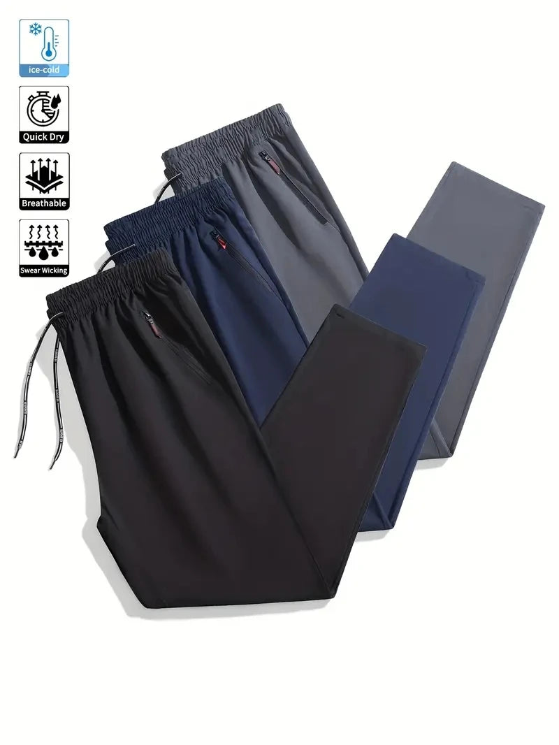 3-Pack Soft Men's Casual Straight Pants Stretch Elastic Waist Jogger Korean Classic Blue Black Gray Brand Trousers Plus Size