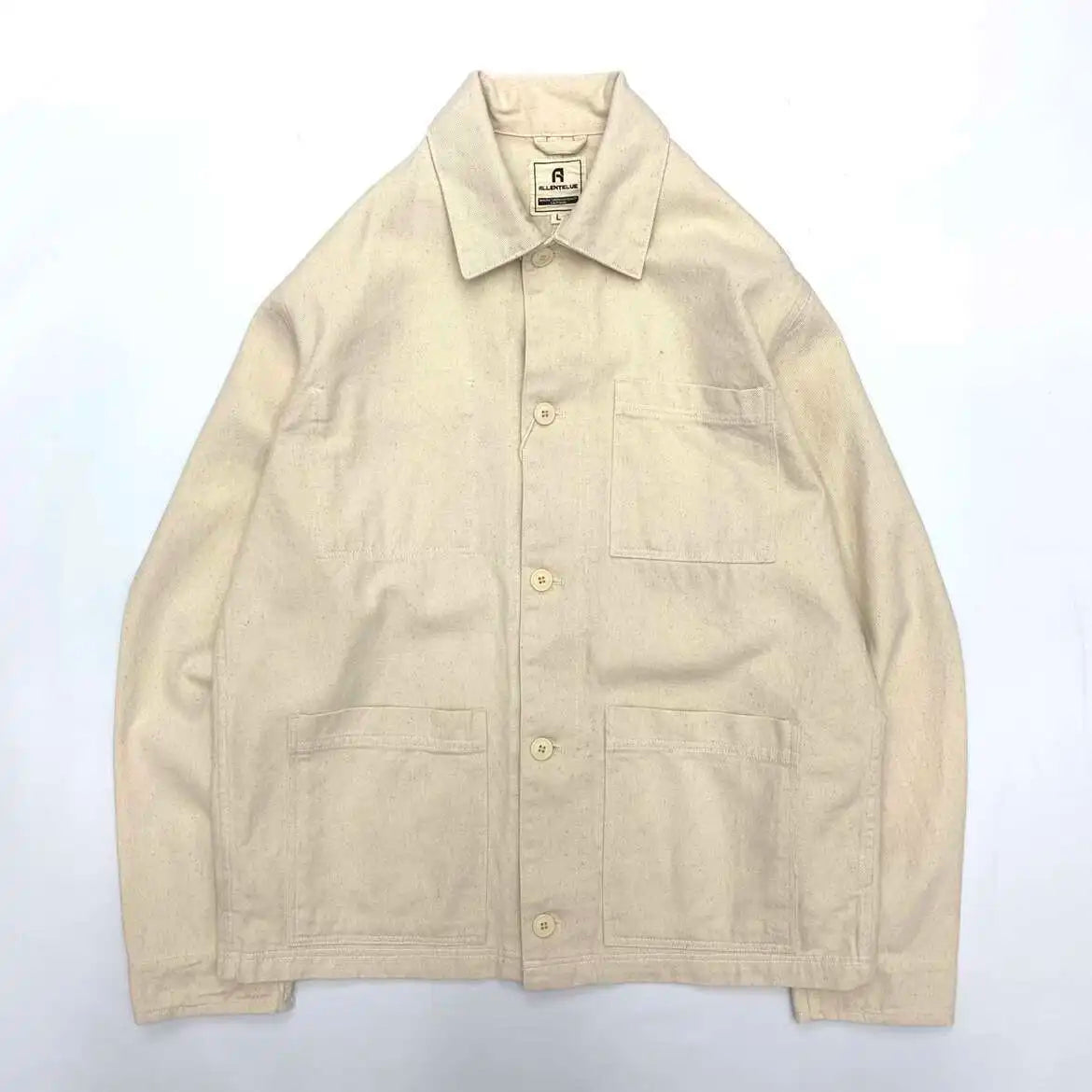 Men's 100% Cotton Work Jacket With Multi-Pocket Autumn Winter Turn-Down Collar American Style Cargo Thin Loose Jackets And Coats