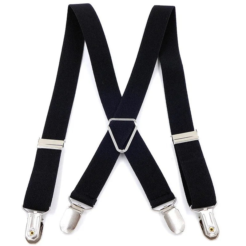 Suspenders for Men Work 2.5cm Wide 2 Clips Heavy Duty Big and Tall Trucker Suspenders Adjustable Elastic Trouser Braces