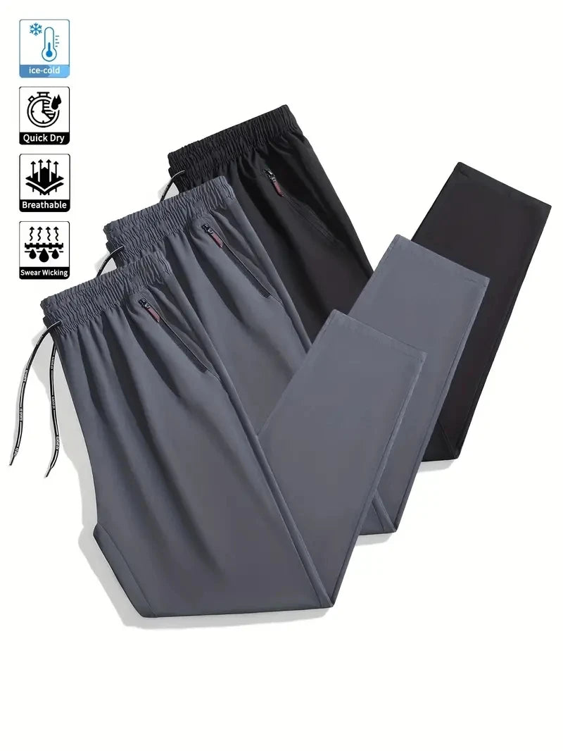 3-Pack Soft Men's Casual Straight Pants Stretch Elastic Waist Jogger Korean Classic Blue Black Gray Brand Trousers Plus Size