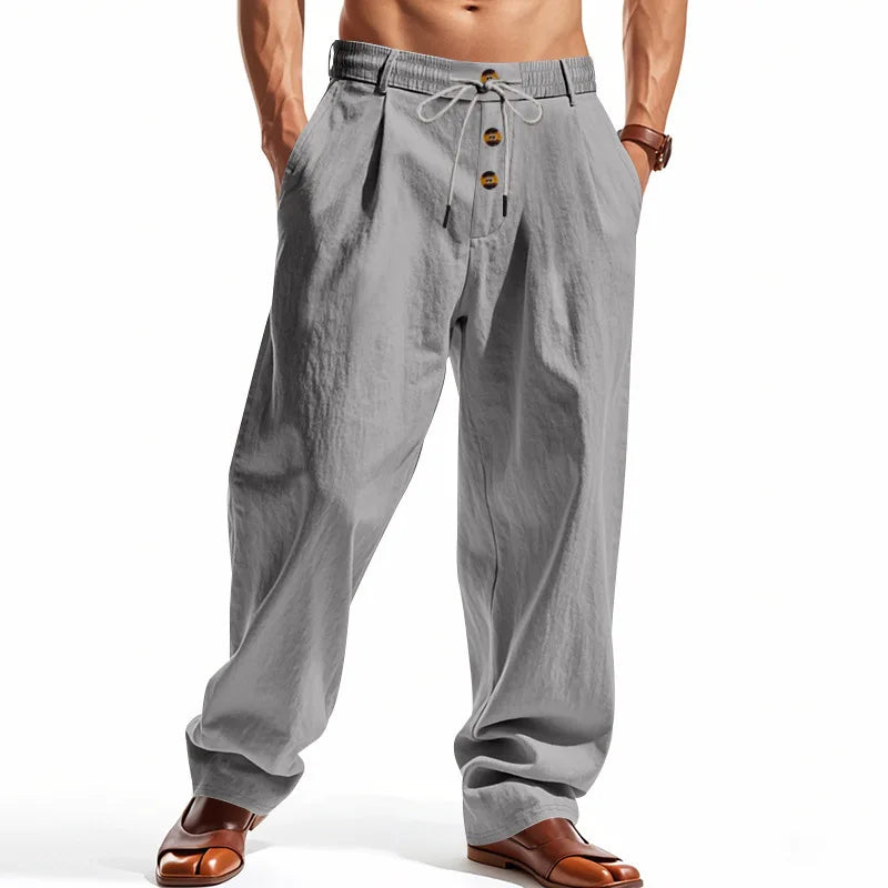 2026 Men's Autumn Cotton-Linen Casual Pants - Breathable, Loose-Fitting, Straight-Tail, Quick-Drying Linen Long Pants for Summer