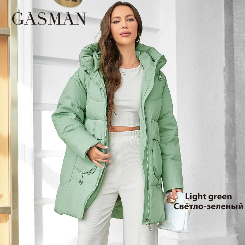 GASMAN 2023 Fashion Hooded Parkas Women's Plus Size Casual Hooded Pocket Women Down Jacket Female Coat Outwear 83367