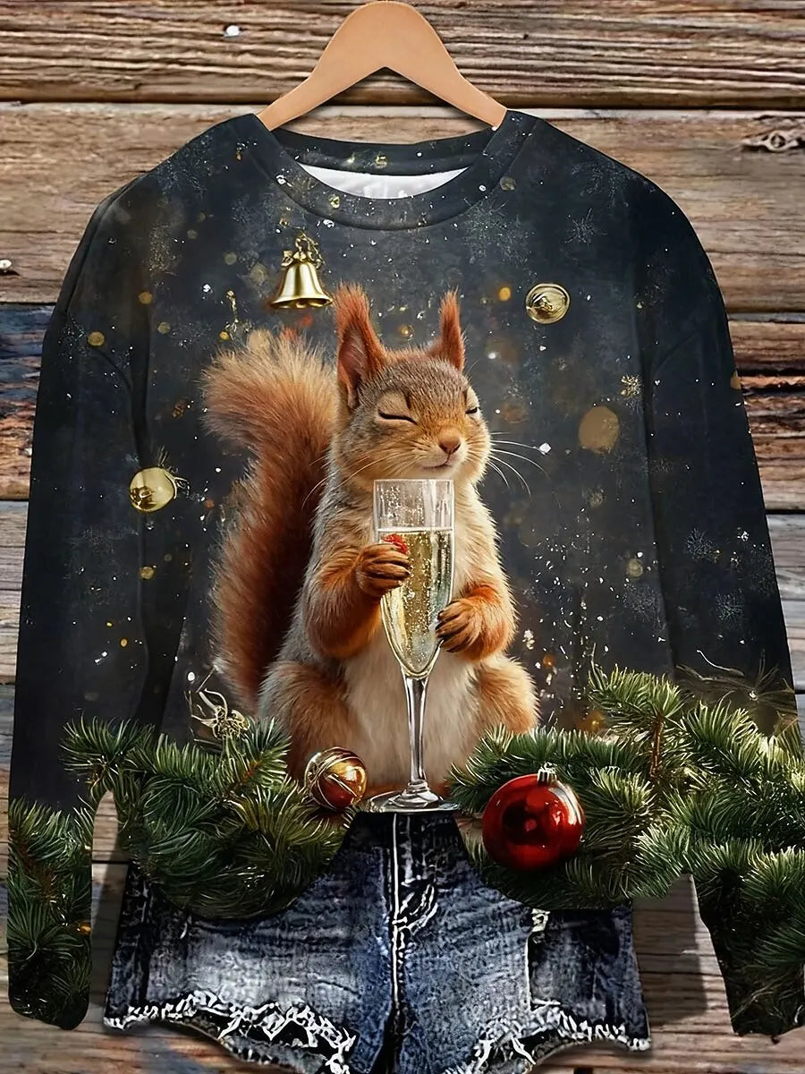 Women's Sweatshirts Graphic Animal Christmas Casual Long Sleeve Crew Neck Regular Tops Home Street Dailywear Print Fall Winter