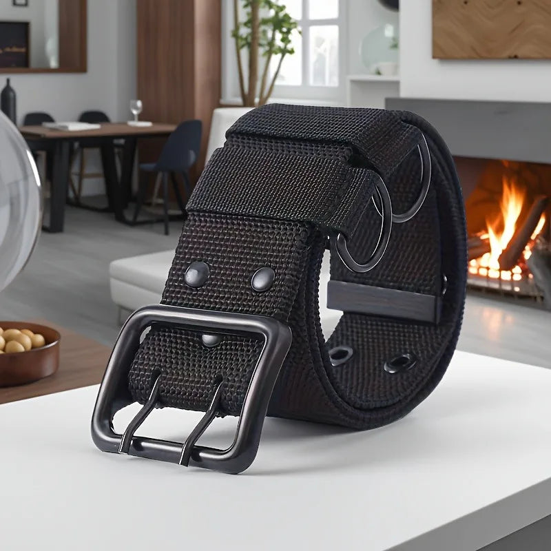 New Wide Double - Layer Canvas Tactical Belt for Men | Outdoor & Casual | All - Size Available | Heavy - Duty for Big and Tall