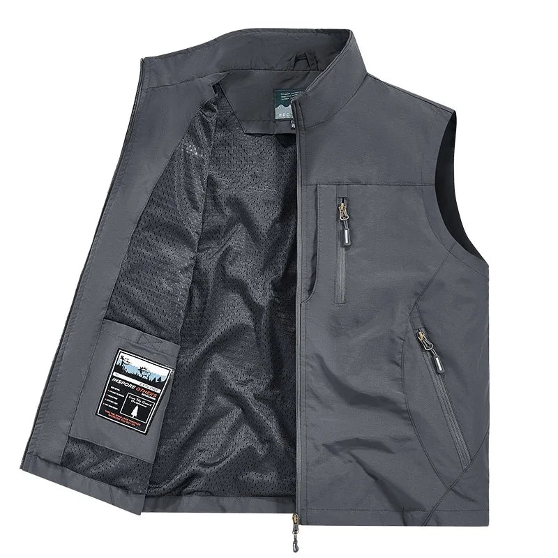 New autumn-winter fashion hooded jacket,men's outdoor stand-up collar functional multi-pocket waterproof and quick-drying jacket