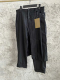 TOP-YAMAMOTO single-sided pleated wool flared nine-inch tapered trousers, black