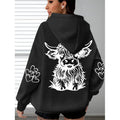 Spring and Autumn Women's Hoodie with Highland Cow Print and Claw Heart Design, Large Comfortable and Soft Long Sleeve Hoodie