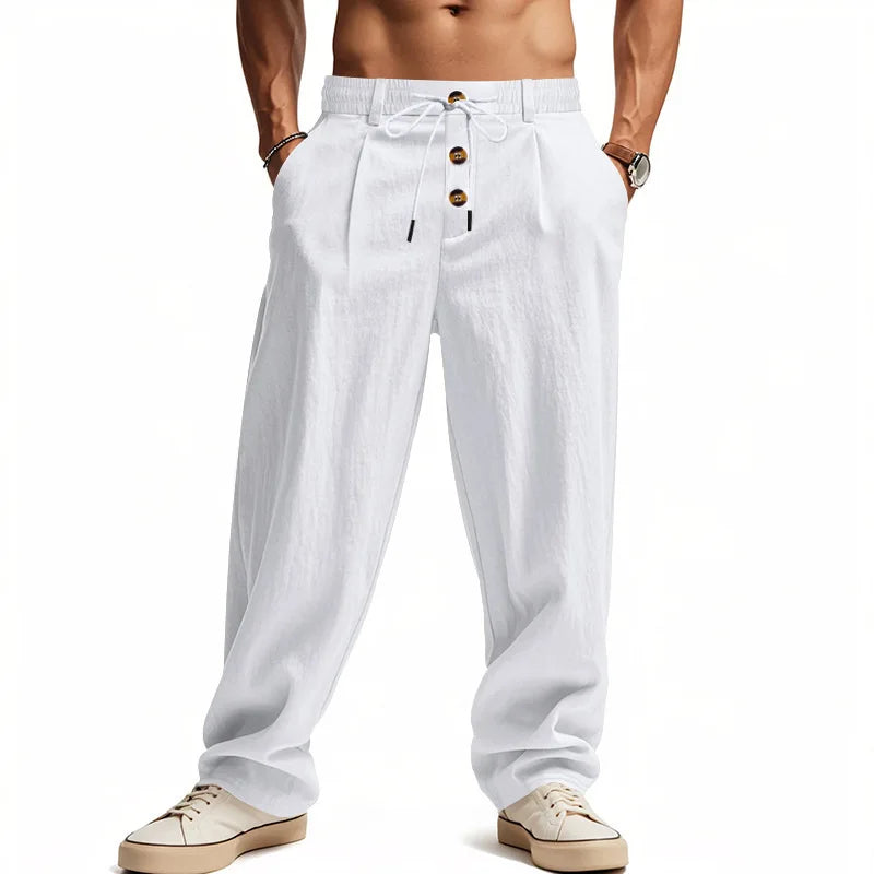 2026 Men's Autumn Cotton-Linen Casual Pants - Breathable, Loose-Fitting, Straight-Tail, Quick-Drying Linen Long Pants for Summer