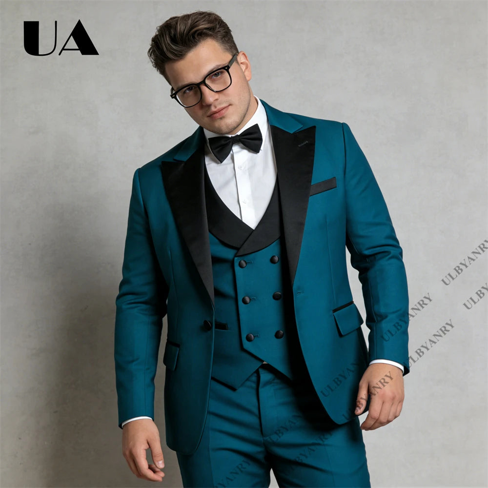 Big Tall Man Suit Set Tailored Fitting Mens Formal Tuxedo Including Jacket Vest Pants XXS-7XL Plus Size Wedding Groom Suits