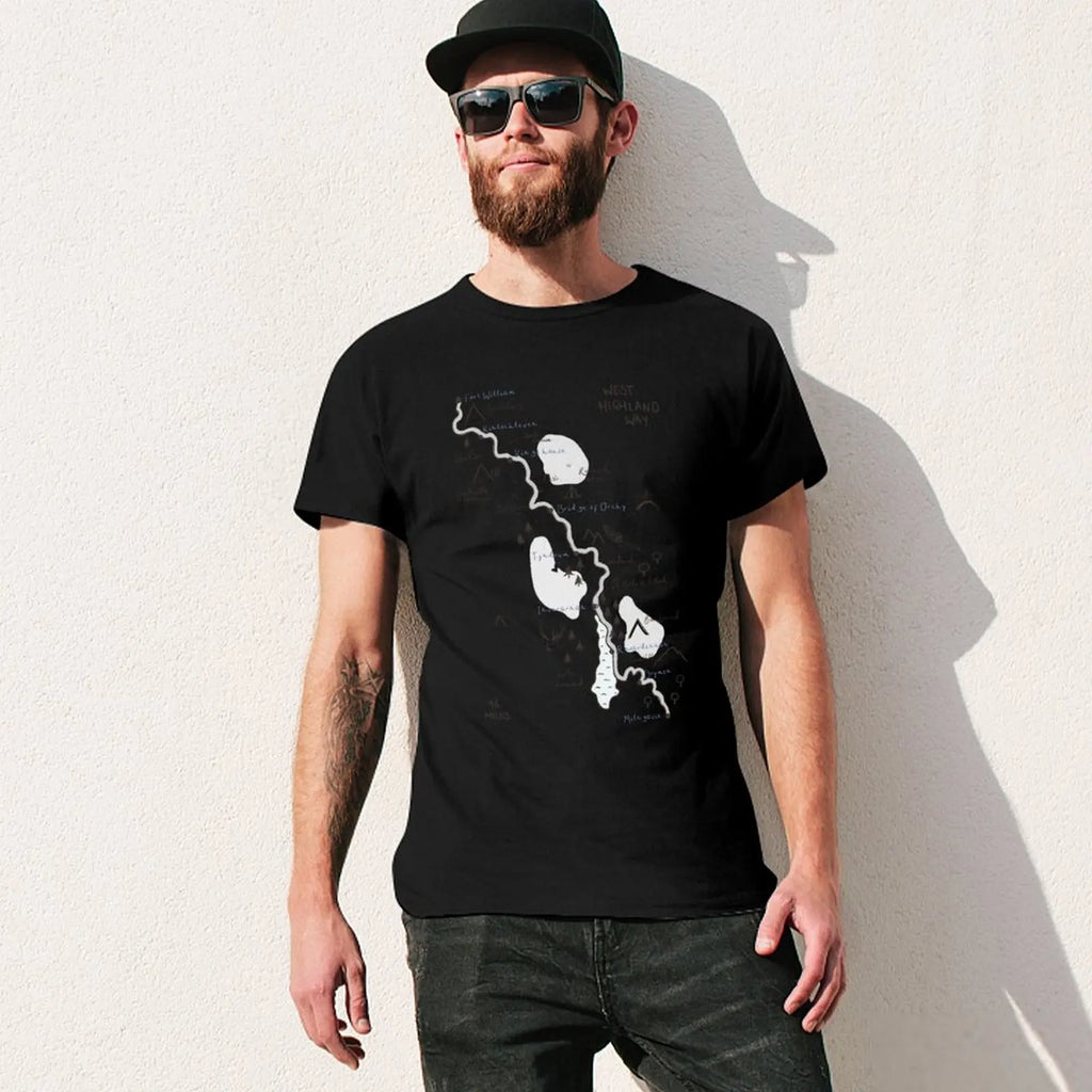 West Highland Way Map T-Shirt Big and Tall Loose Fit T-Shirt