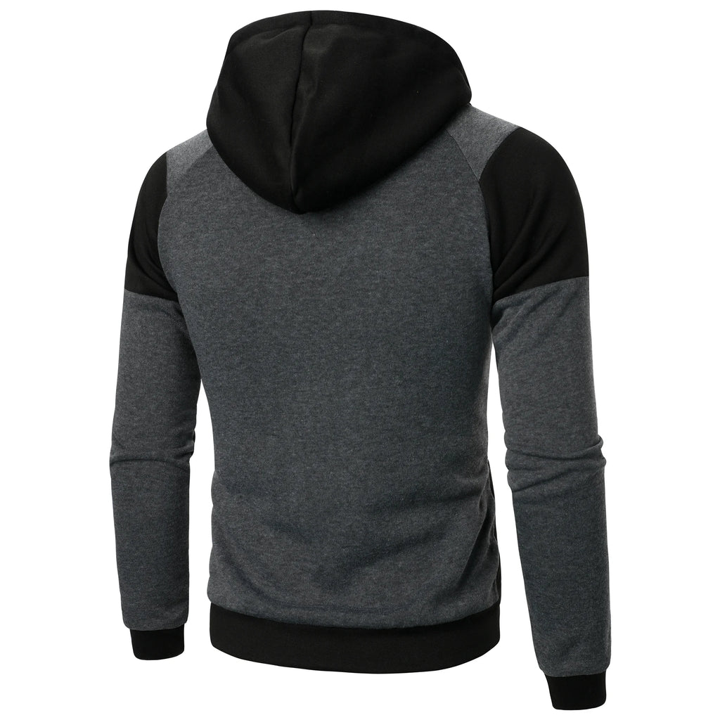 Autumn and winter sports spliced top casual long sleeve hooded sports men's style