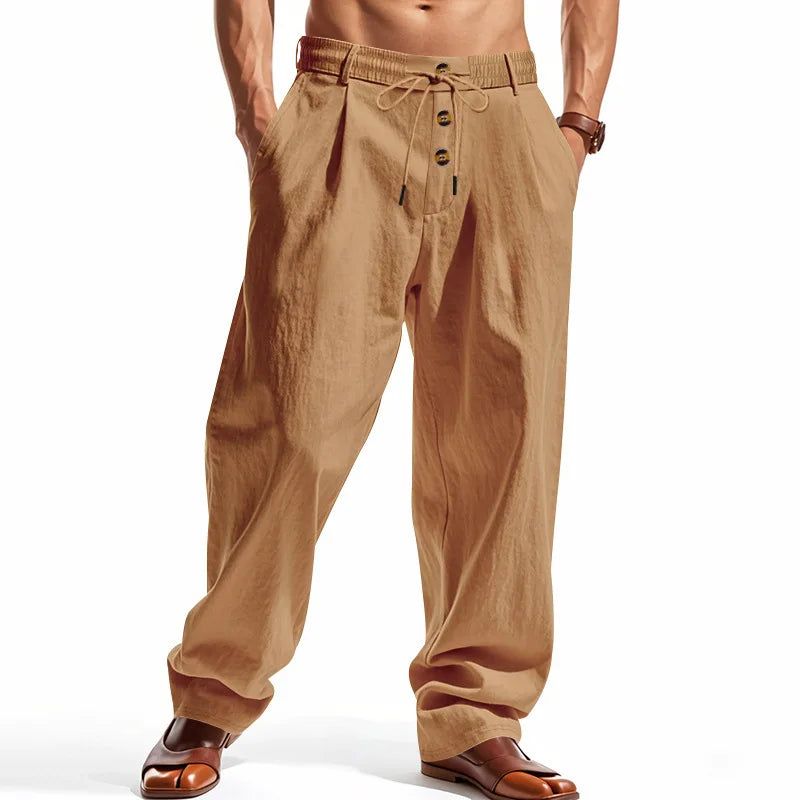 2026 Men's Autumn Cotton-Linen Casual Pants - Breathable, Loose-Fitting, Straight-Tail, Quick-Drying Linen Long Pants for Summer