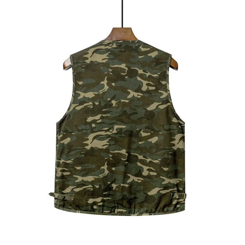 100% Cotton Camouflage Vest with Multiple Pockets Autumn Sleeveless Jacket Outdoor Loose Clothing New 2025 Tops Quality