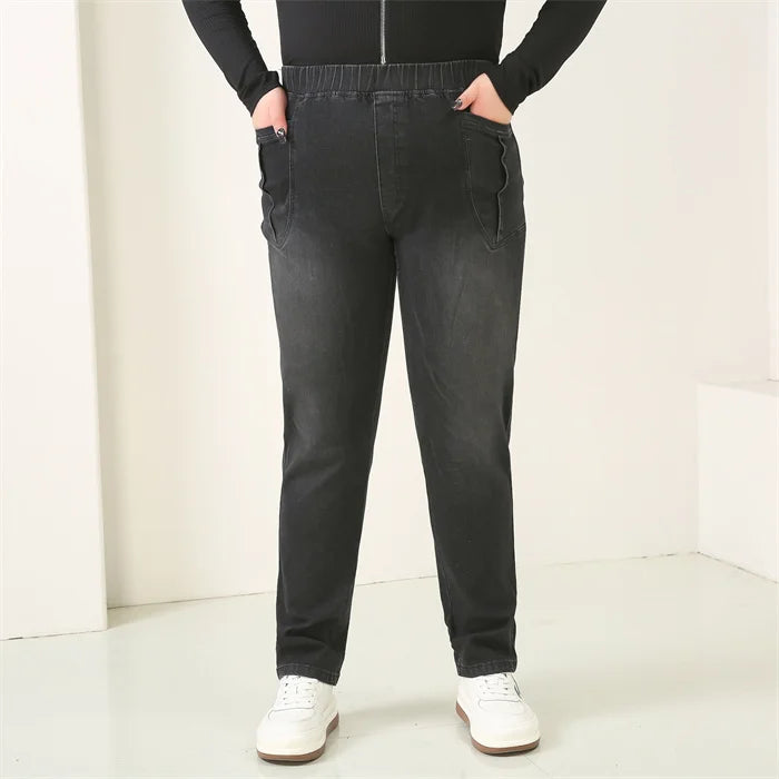 Women Jeans Plus Size Black Pencil Pants 9XL Plus Size Elastic Female High Waisted Stretchy Oversized 8XL 7XL Denim Trousers