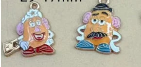 10pcs Cartoon Charm for Jewelry Making Enamel Necklace Keychain Phone Pendant Diy Accessories Alloy Metal Gold ﻿
