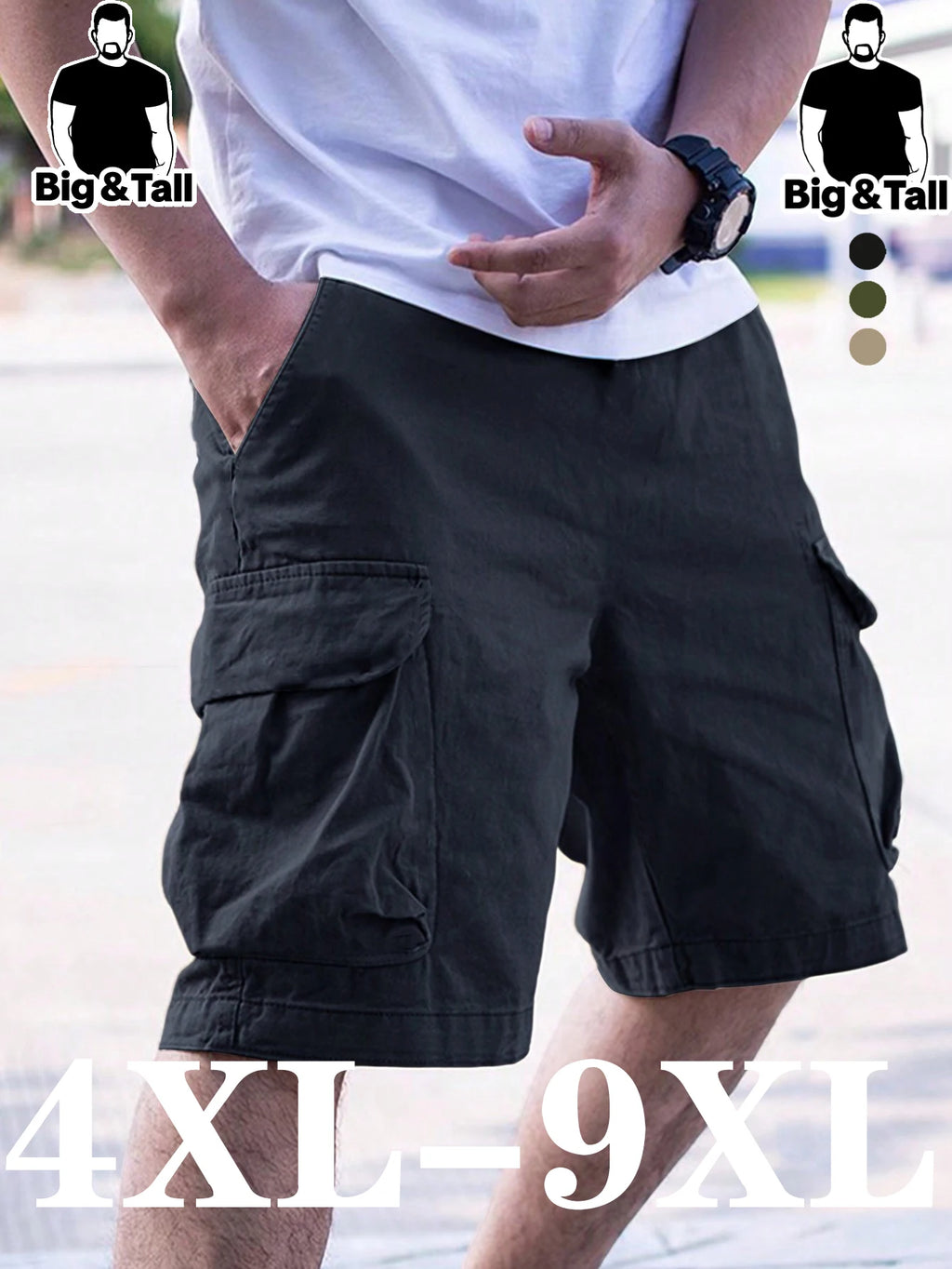 Men's plus Size Casual Work Shorts Trendy Comfortable 4XL-9XL Loose Fit Utility Pants for Big And Tall Men
