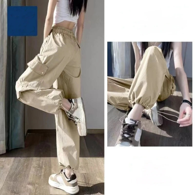 Europeans American Plus Size Cargo Pants Trendy Y2K Streetwear Fashion Wide Leg Pants Women Autumn Casual New Long Trousers