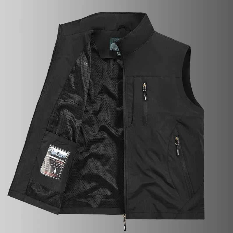 New autumn-winter fashion hooded jacket,men's outdoor stand-up collar functional multi-pocket waterproof and quick-drying jacket